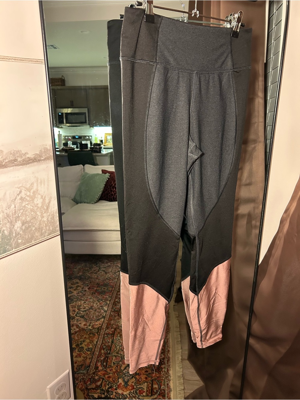 H&M Black & Pink Colorblock High-Waist Leggings